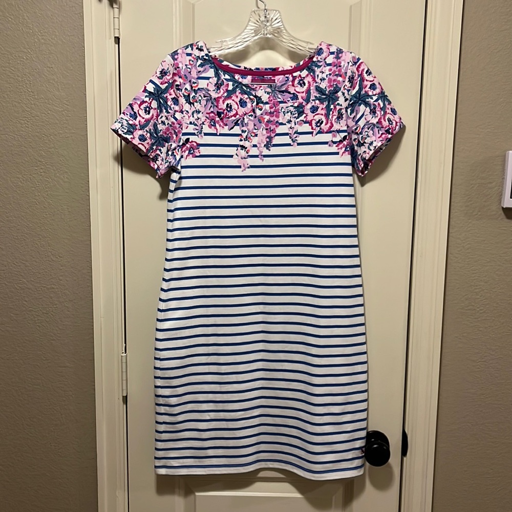 Joules floral striped tee shirt dress size 6, could fit a 4